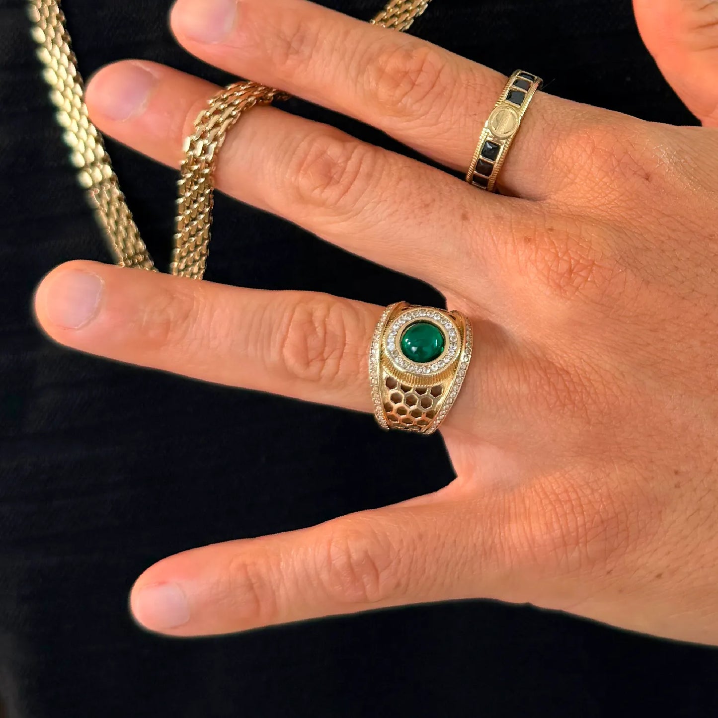 anillo panal oro laminado 18k