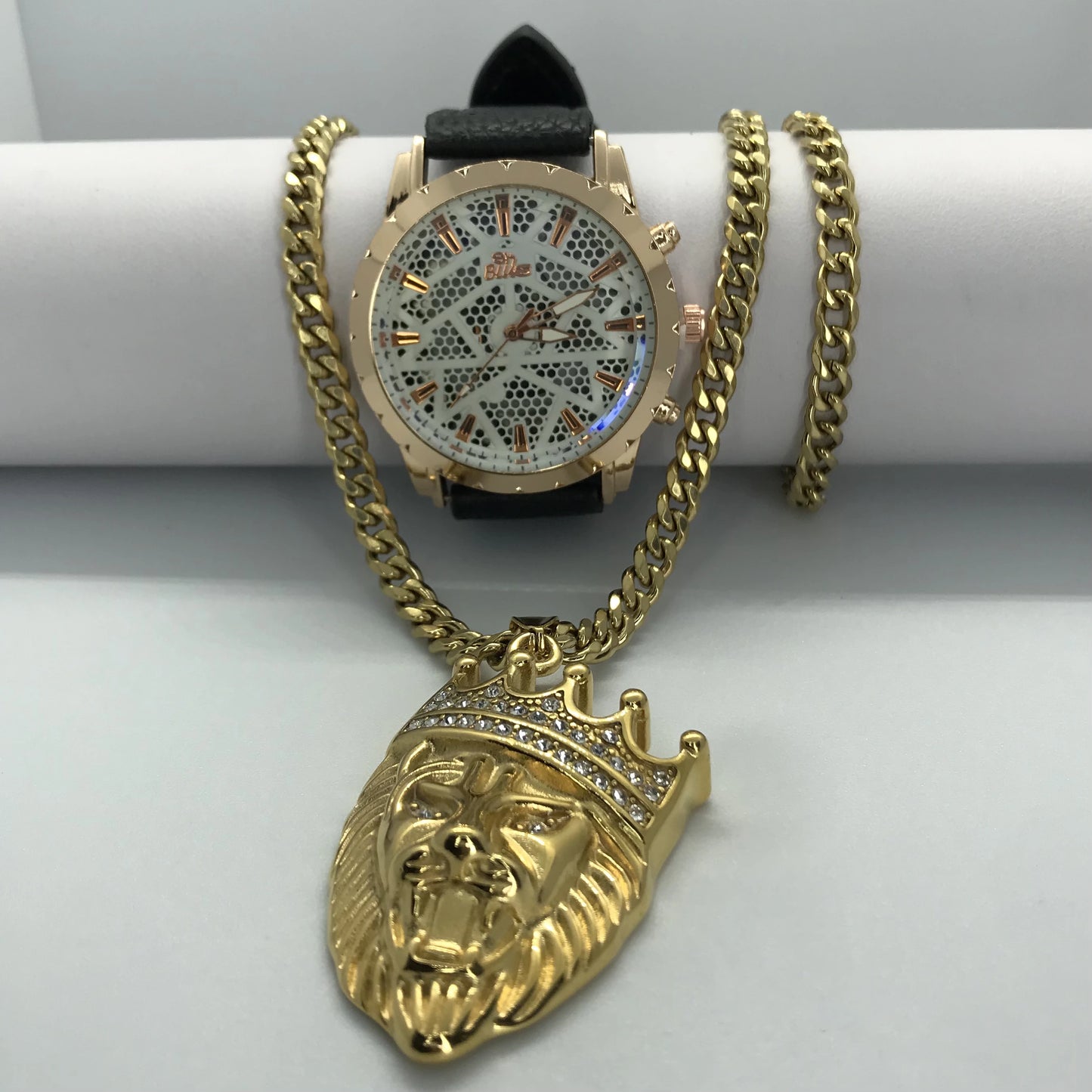 Combo cubano con reloj en oro laminado