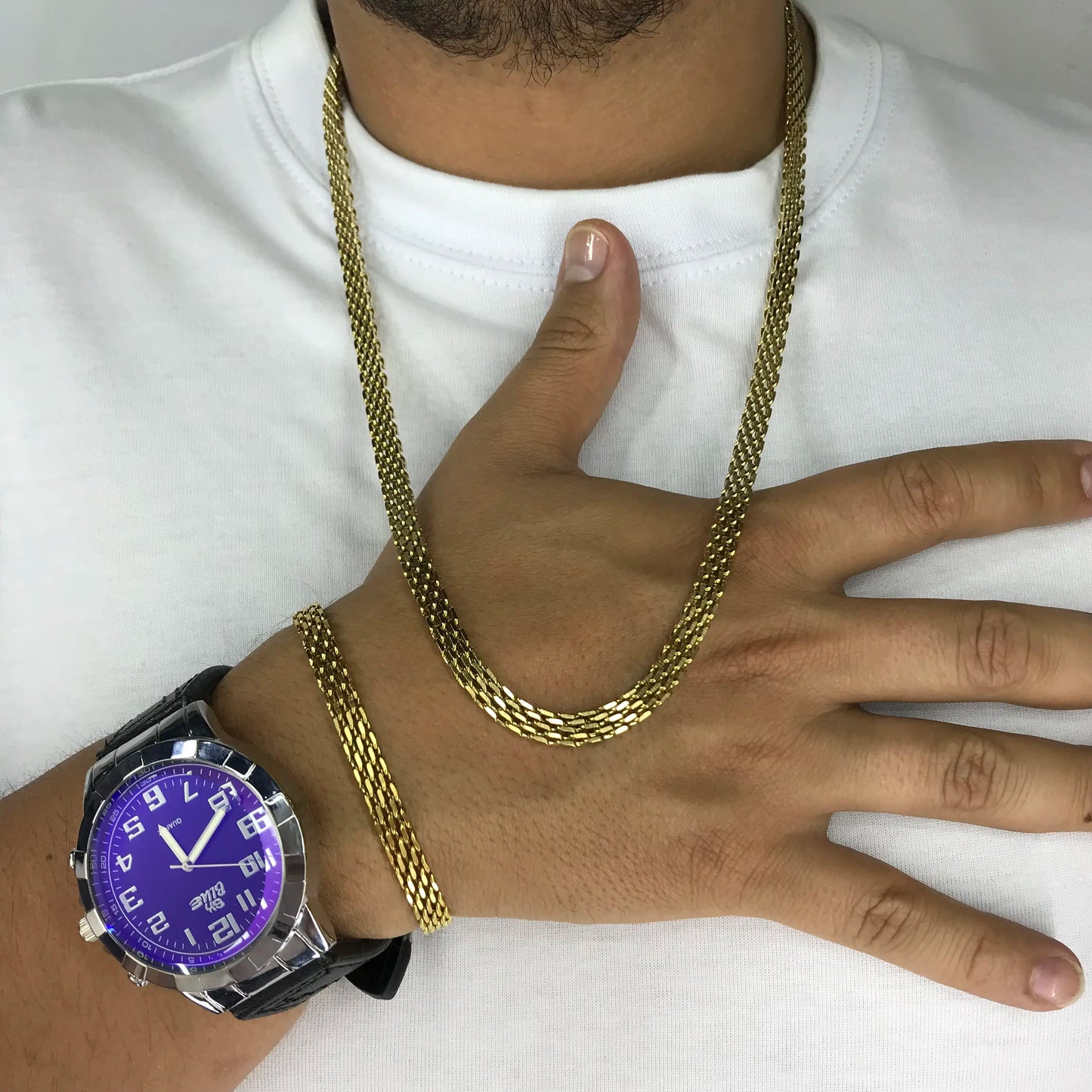 combo chino mas reloj en oro laminado