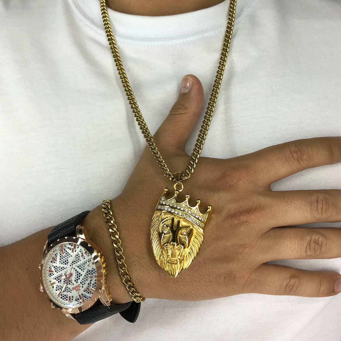 Combo cubano con reloj en oro laminado