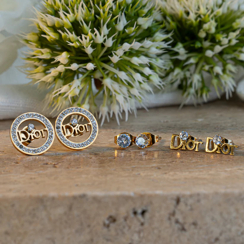 aretes Dior oro laminado