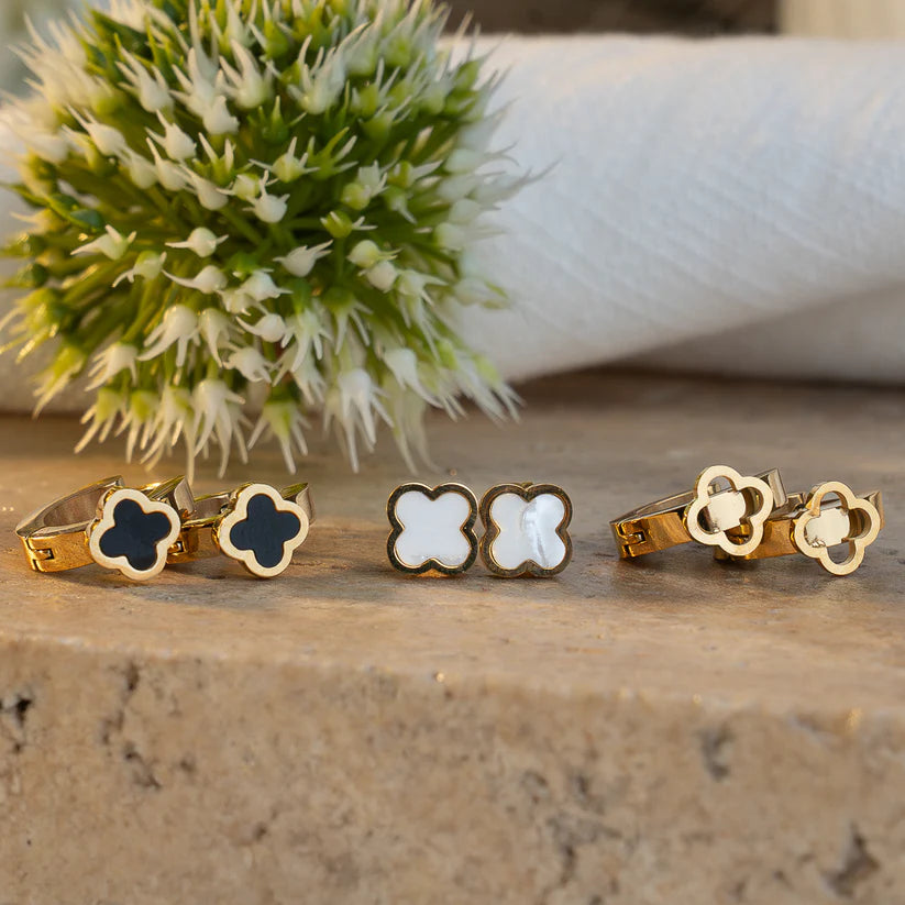 aretes trebol oro laminado