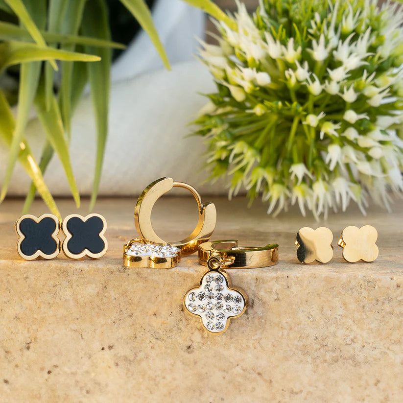 aretes trebol oro laminado
