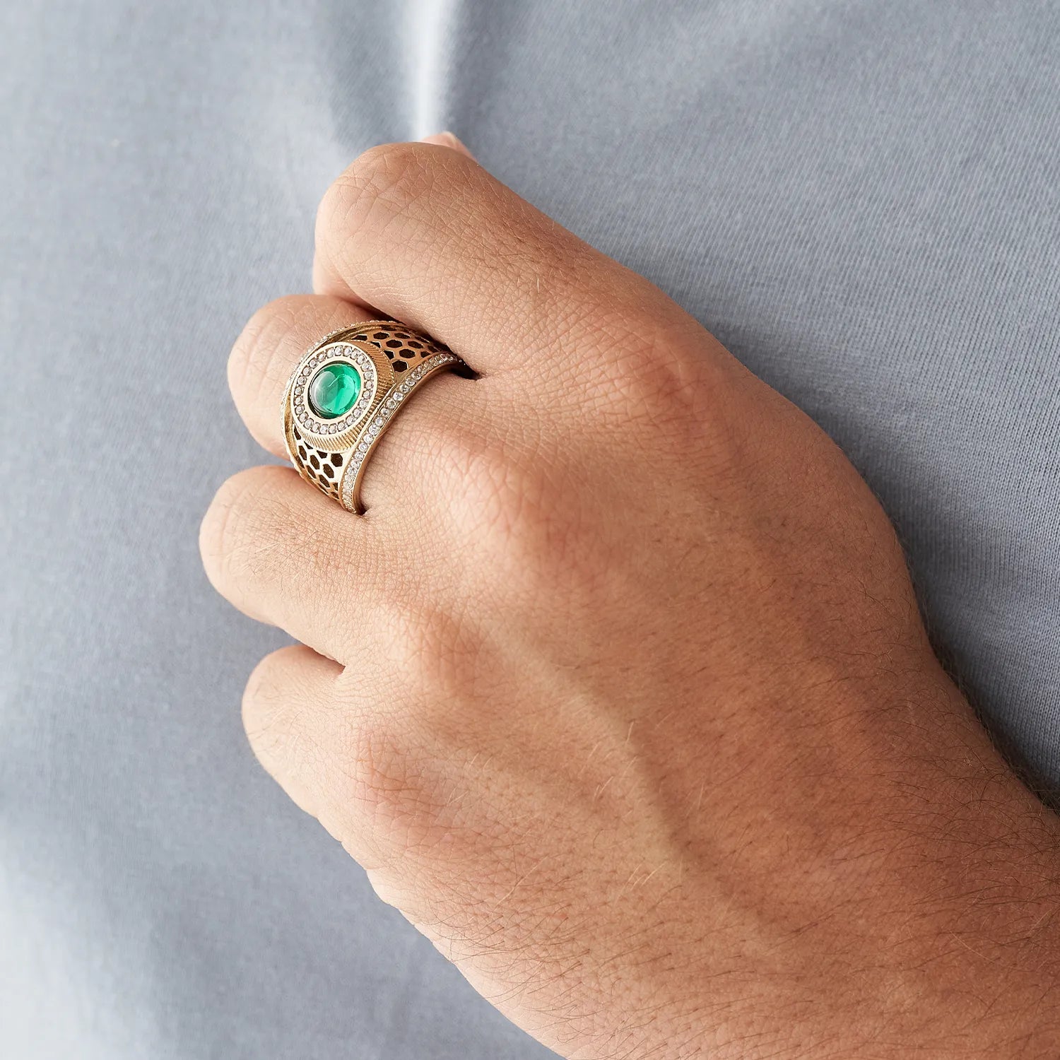 anillo panal oro laminado 18k