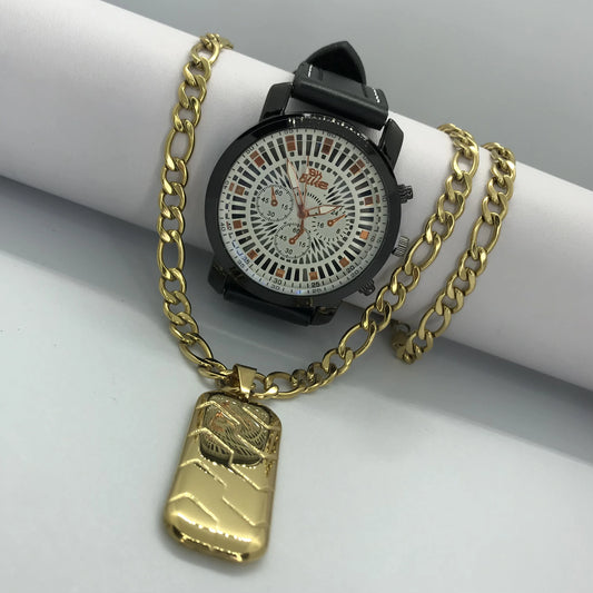 Combo carter con reloj en oro laminado 