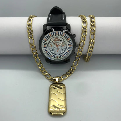 Combo carter con reloj en oro laminado 