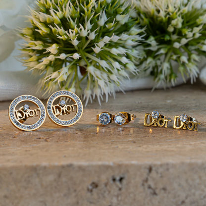aretes Dior oro laminado