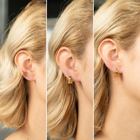 aretes LV oro laminado