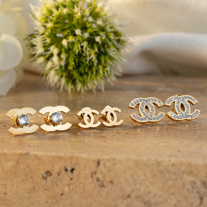 aretes chanel oro laminado