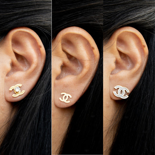 aretes chanel oro laminado