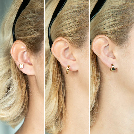 aretes trebol oro laminado