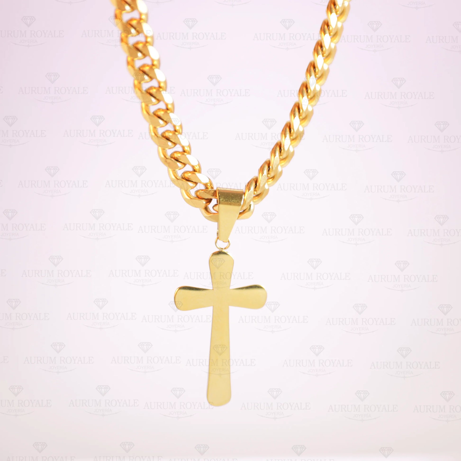 dije cruz lisa en oro laminado