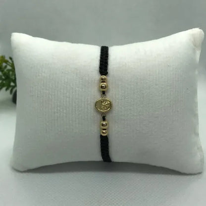 Manilla Tejida San Miguel Arcángel Balín Liso Oro Laminado 18k