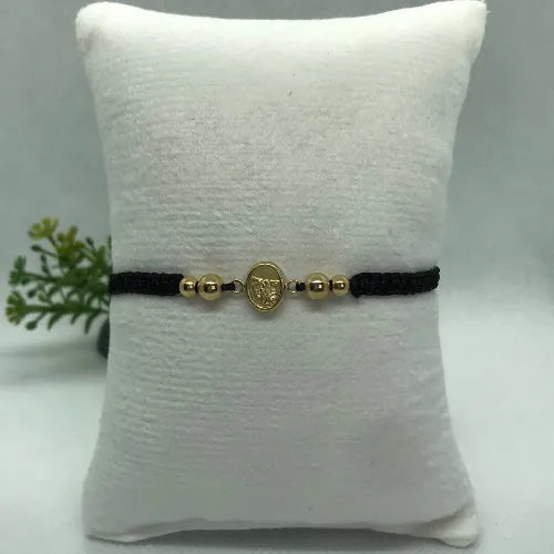 Manilla Tejida San Miguel Arcángel Balín Liso Oro Laminado 18k