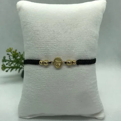 Manilla Tejida San Miguel Arcángel Balín Liso Oro Laminado 18k