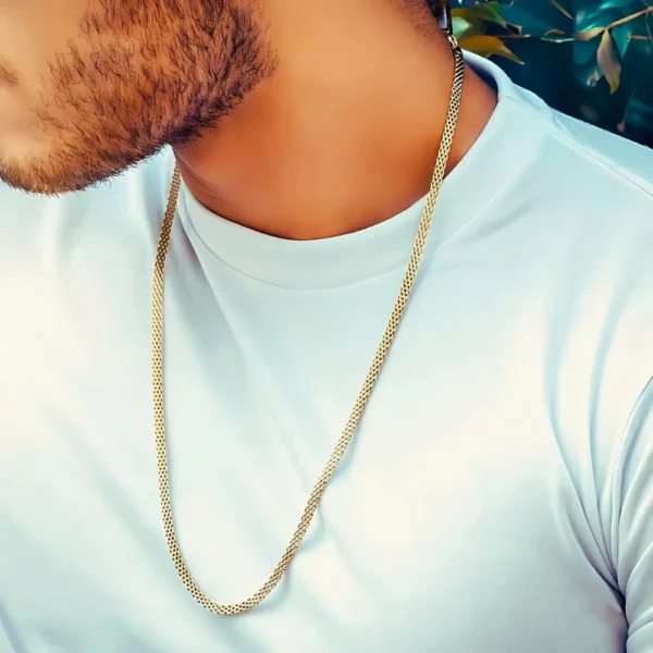 cadena oro laminado tejido chino cuello hombre