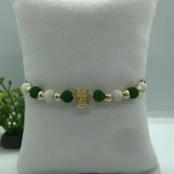 Manilla tejida dije atlético nacional en oro laminado 18k