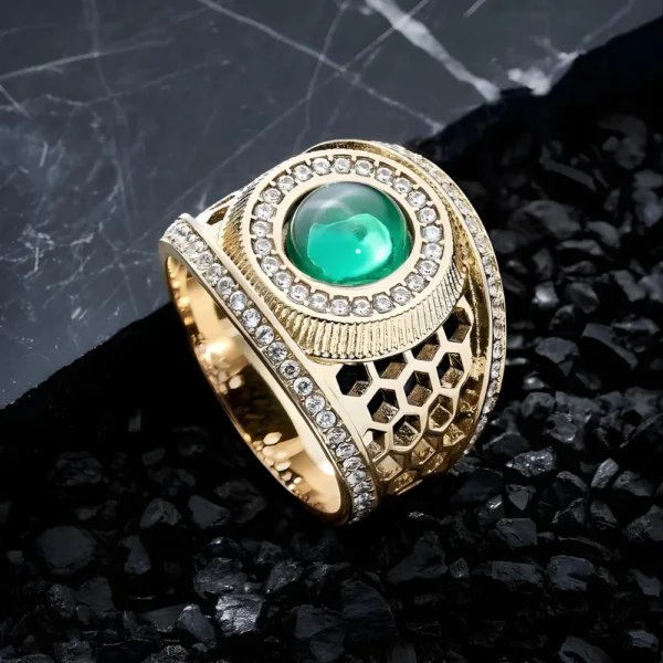 Anillo estilo panal en oro laminado