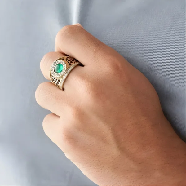 Anillo estilo panal en oro laminado colombia