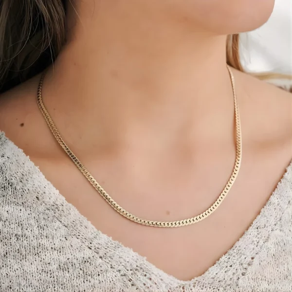 Cadena de oro laminado tejido cubano mujer colombia