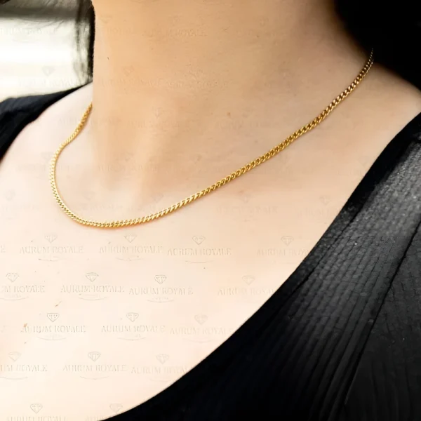 Cadena de oro laminado 18k tejido cubano para mujer