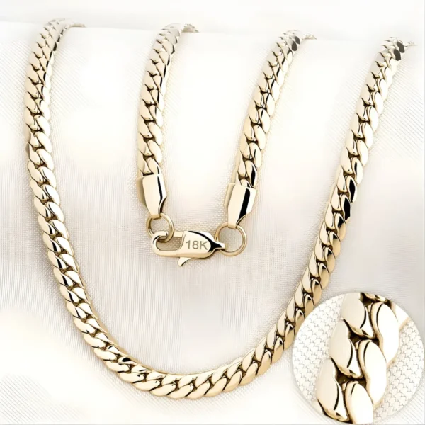 Cadena tejido serpiente oro laminado para hombre