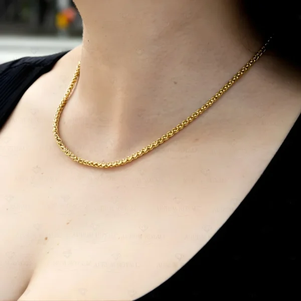 Cadena tejido trigo en oro laminado para dama Colombia