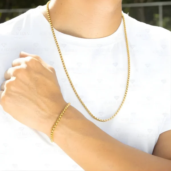 Combo cadena y pulsera en estilo Veneciano