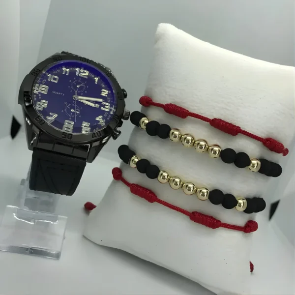 Combo manillas para parejas balines oro laminado + reloj