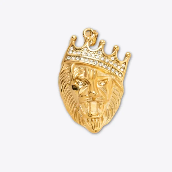 Dije de leon y rey en oro laminado