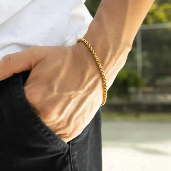 Pulsera tejido veneciano en oro laminado18K para hombre