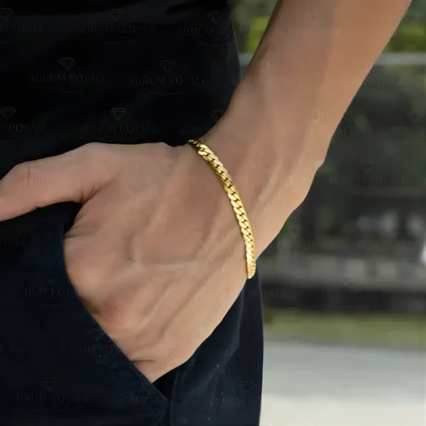 Pulsera tejido serpiente oro laminado
