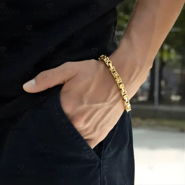 Pulsera tejido rustico oro laminado hombre