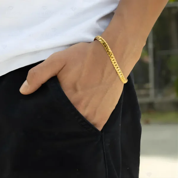 Pulsera grabada oro laminado hombre