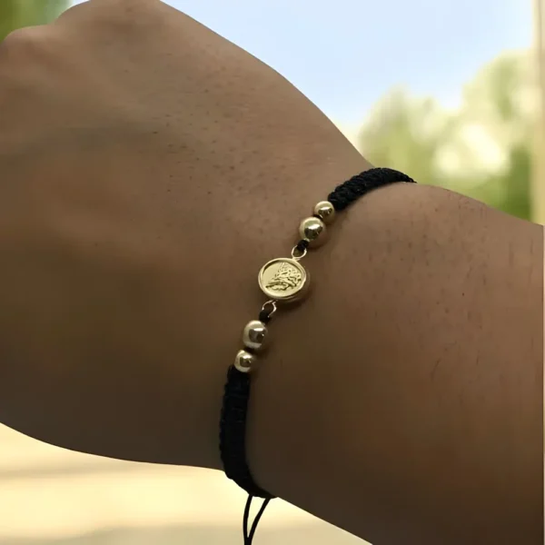 Manilla tejida herraje San Miguel Arcángel Oro Laminado balín liso