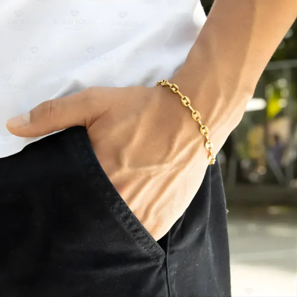Pulsera grano de cafe oro laminado hombre