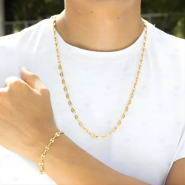 Juego cadena y pulsera en oro laminado colombia