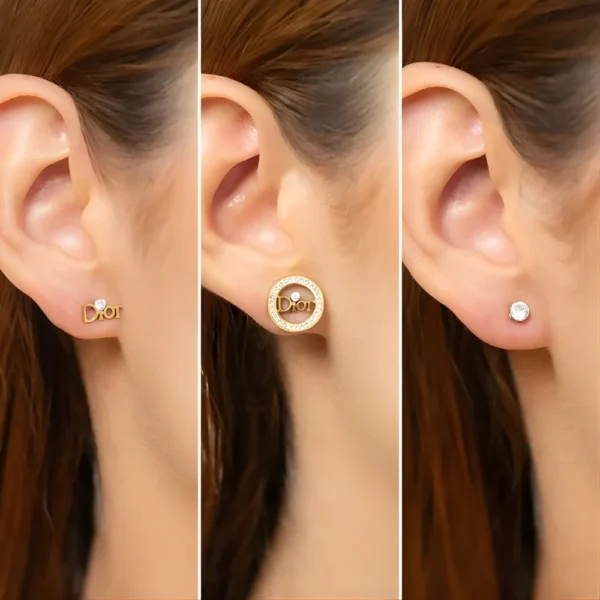 Set de aretes tipo Dior en oro laminado 18k Ref 42