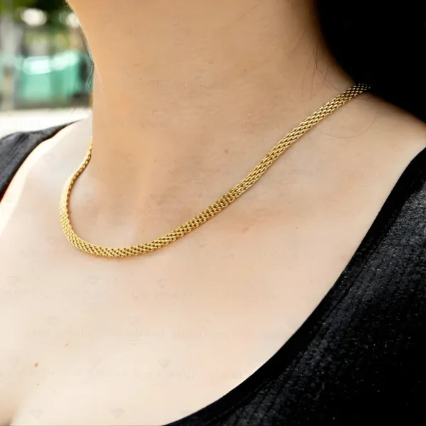 cadena tejido chino oro laminado cuello mujer