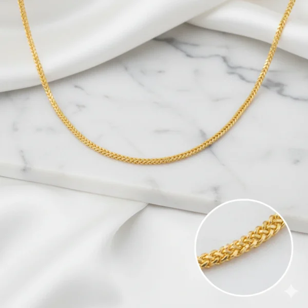 cadena tejido franco oro laminado mujer