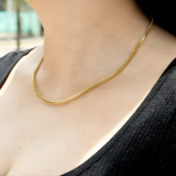 cadena tejido franco oro laminado para mujer