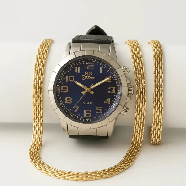 Combo tejido chino en oro laminado 18k con reloj de lujo y Manillas GRATIS