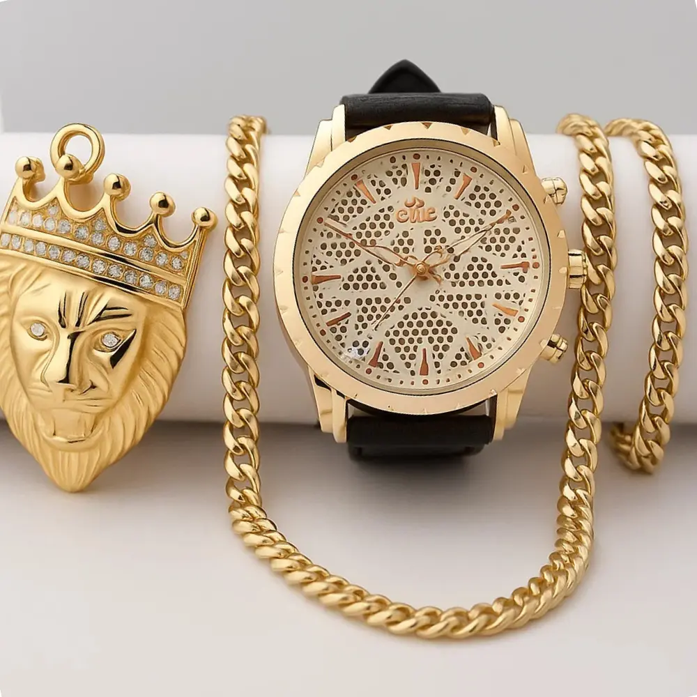 combo cubano en oro laminado 18k