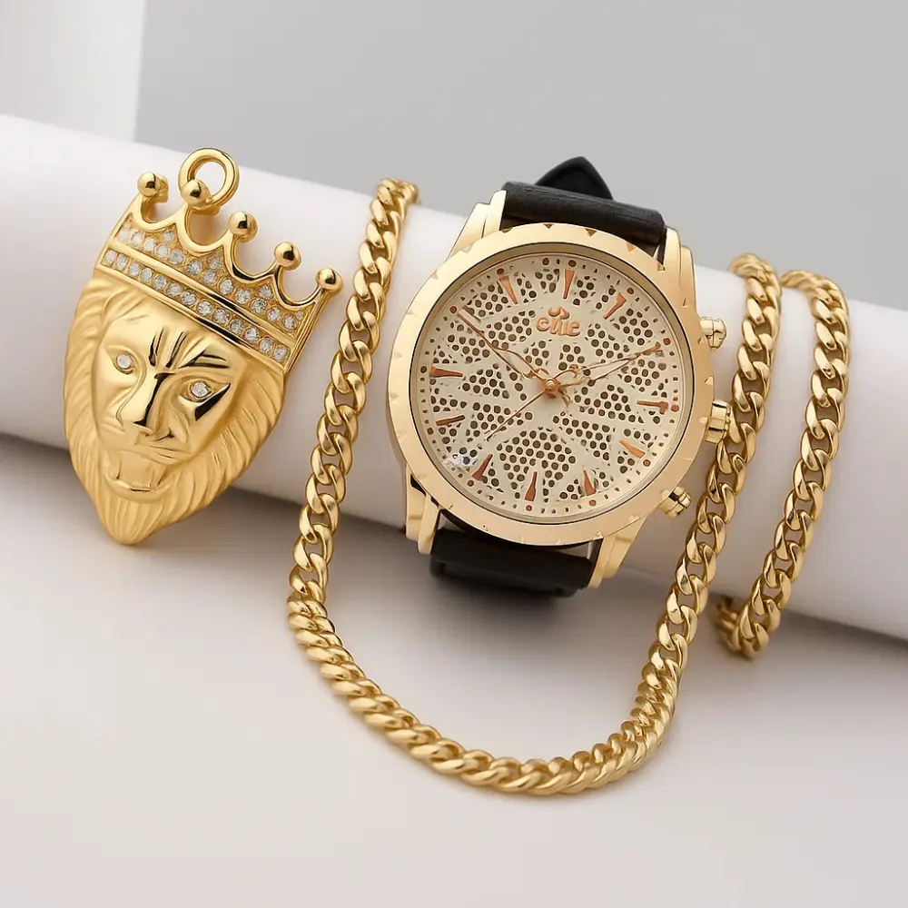 combo cubano en oro laminado 18k