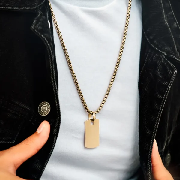 Dije placa militar lisa en oro laminado 18k