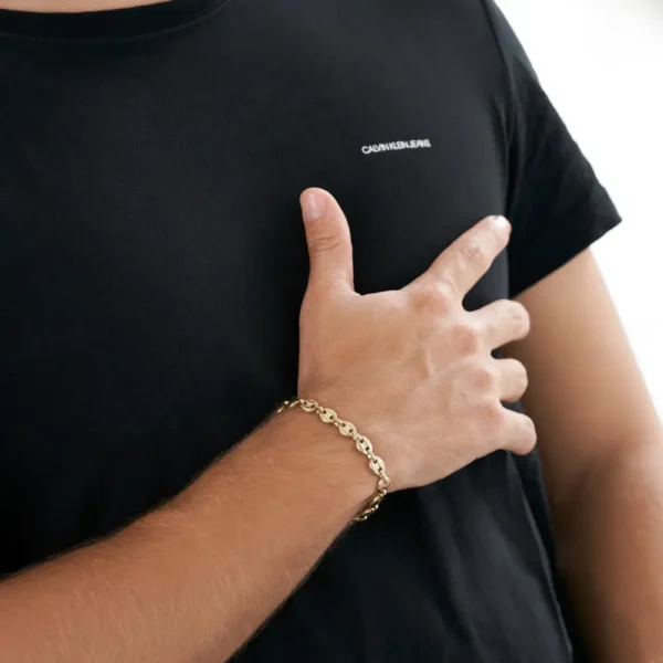 pulsera Grano café oro laminado