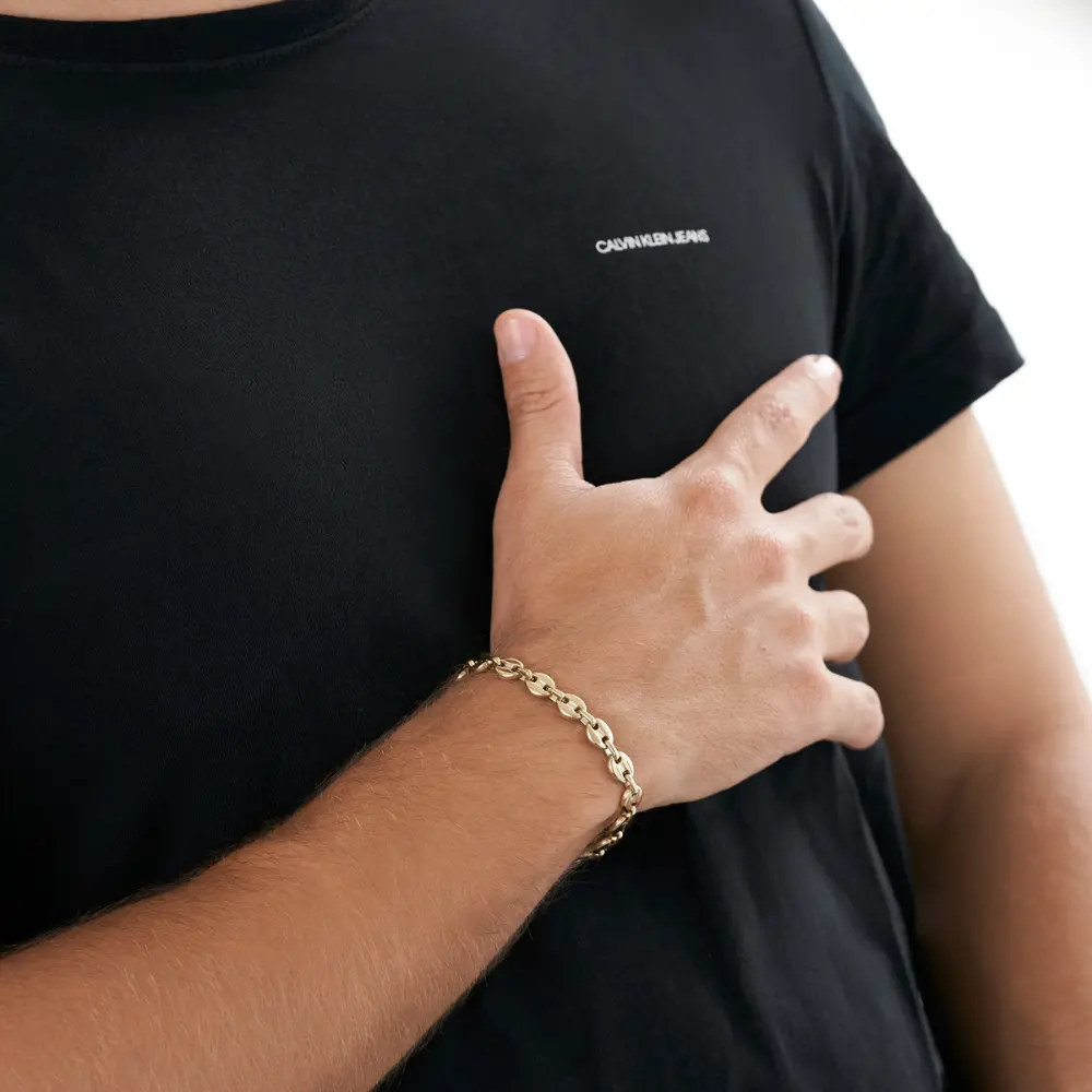 pulsera Grano café oro laminado