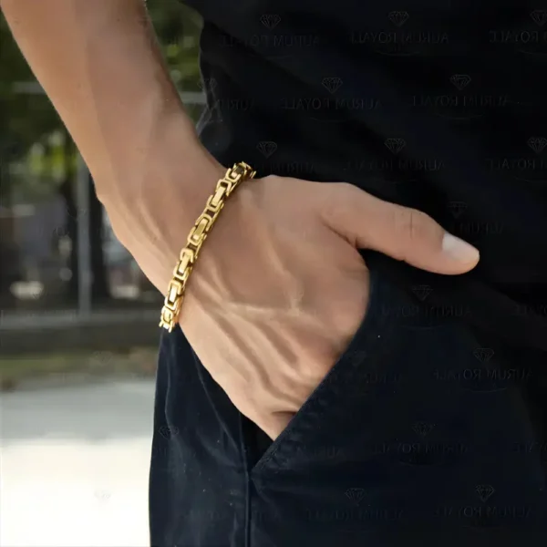 pulsera rustica oro laminado