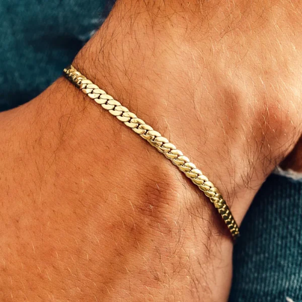 Pulsera tejido serpiente en oro laminado 18K para hombre