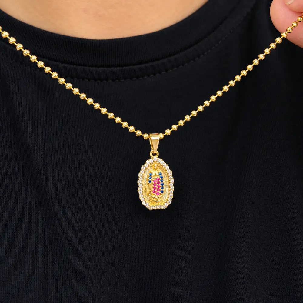 Dije Virgen de Guadalupe en Oro Laminado 18K - Imagen 3